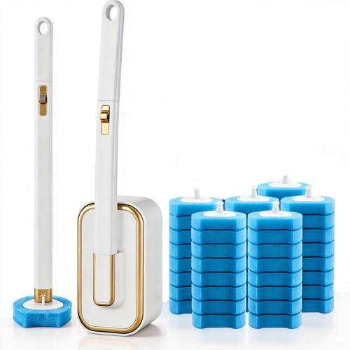 Disposable Toilet Brush with 48 Refills Holder Wall Mount Scrub kit by Unknown