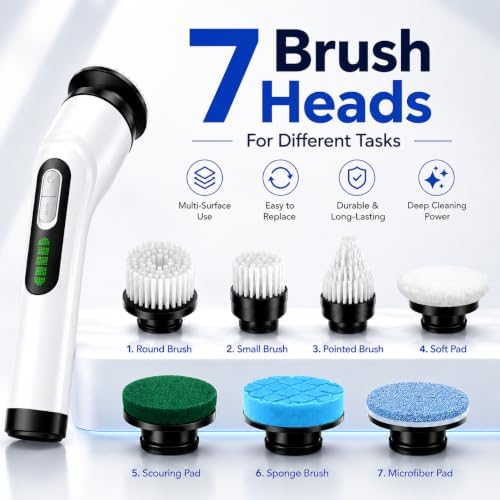 Highyes Electric Spin Scrubber for Bathroom, IPX7 Waterproof Shower Scrubber - Image 4