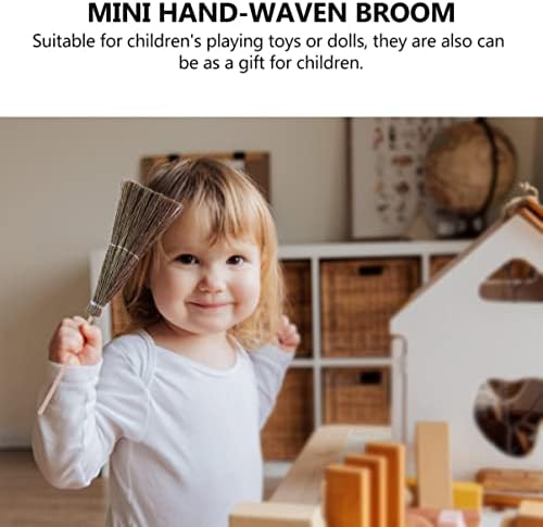 SHINEOFI Mini Hand-Woven Broom Set 2 Pieces Dollhouse Decor Broom Realistic - Image 5