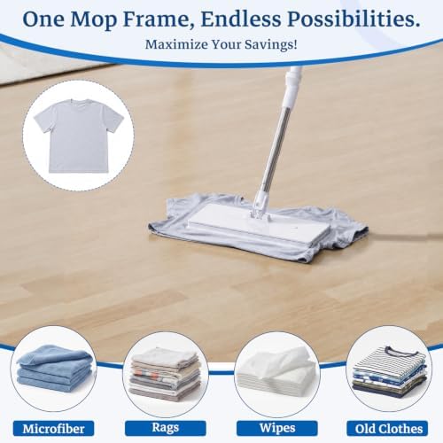 Hands Free Flat Mop with 5 Reusable Microfiber Pads, 49.2" Extra Long Handle & - Image 6