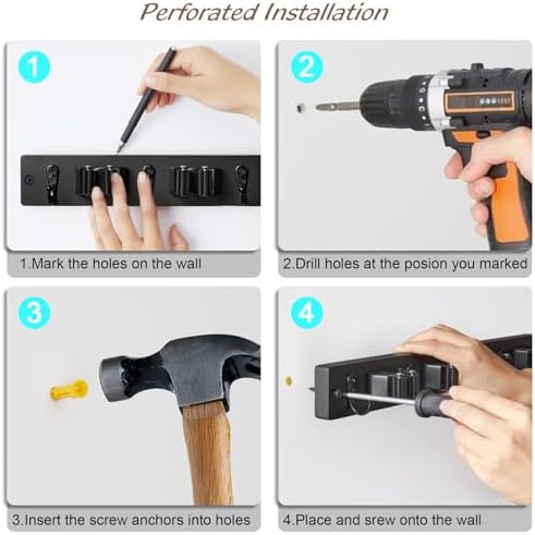 OUTNILI 2 Pack Black Mop Broom Holder Wall Mount - Image 7