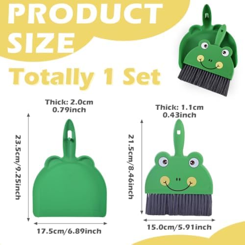 1 Set Small Broom Brush & Dustpan Set Table Cleaning Tools Frog - Image 2