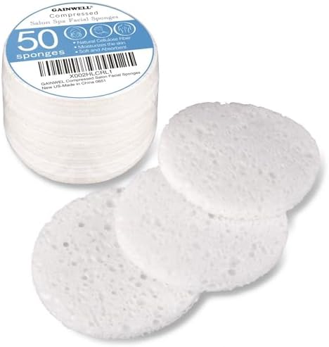 GAINWELL 50-Count Compressed Facial Sponges, Exfoliating Mask, Makeup Removal by GAINWELL