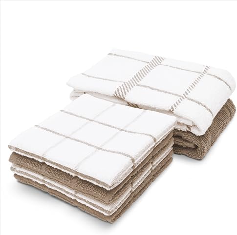 100% Cotton Terry Dish Cloth & Dish Towel, 6 Pack, Super Soft and Absorbent by Ecotribe