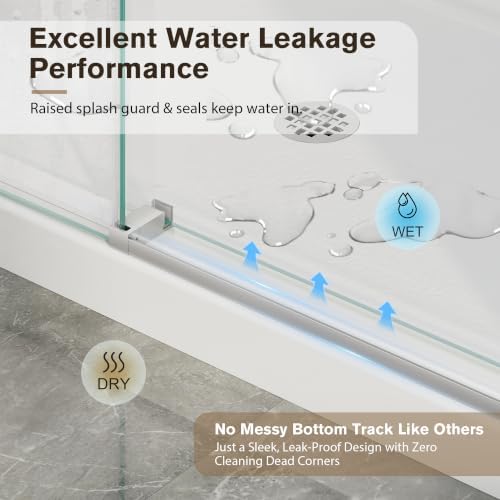 67"-72" W X 78" H Frameless Sliding Shower Doors Brushed Nickel - Image 4