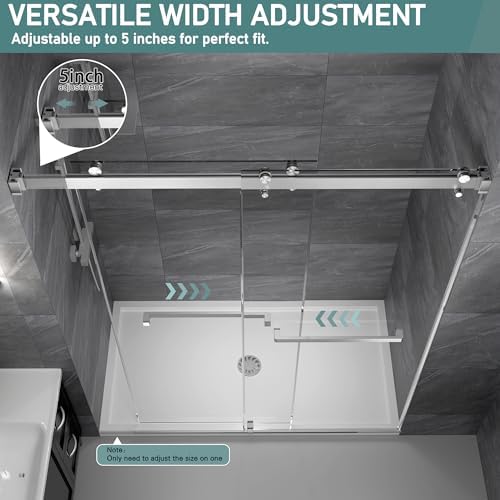 55-60" W x 72"H Frameless Double Sliding Shower Door - Image 3