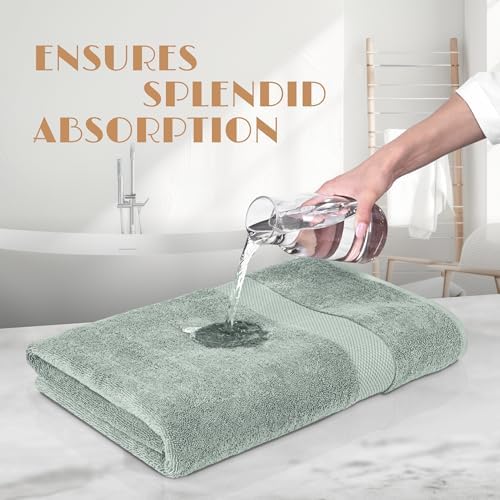 White Classic Wealuxe Green Bath Towels 24x50 Inch, Cotton Towel Set - Image 5