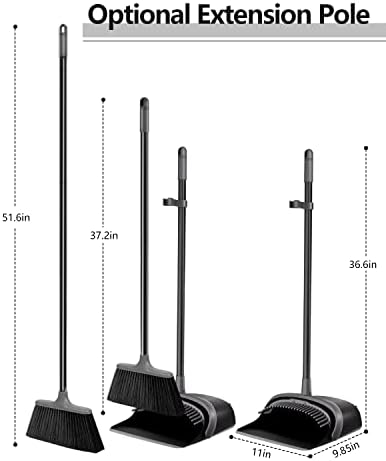 Broom with Dustpan Combo Set, Upgrade 52'' Long Handle Broom and Dustpan Set - Image 3