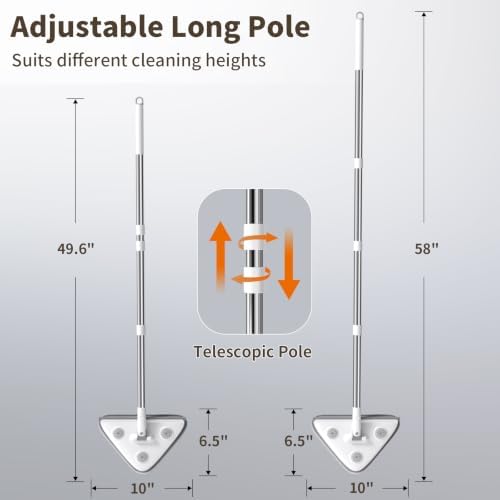 Wall Cleaner Mop with Long Handle, Baseboard Cleaner Tool with Extension Pole & - Image 5