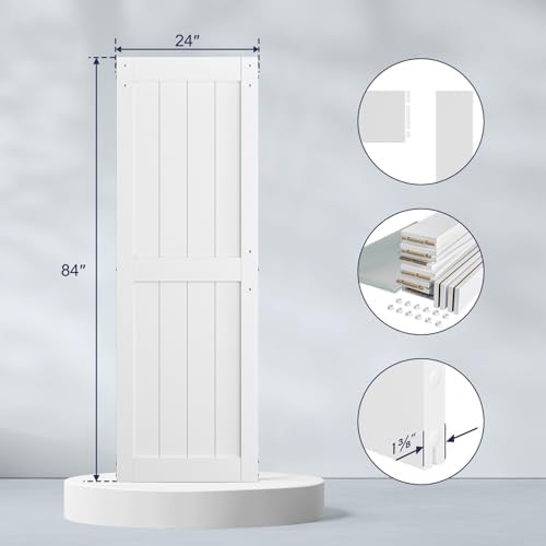 SMARTSTANDARD 24" x 84" White Sliding Barn Door - Image 3