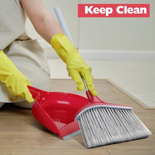 Meanplan 4 Pcs Broom and Dustpan Set, 54 Inch Indoor Angle Broom - Image 5