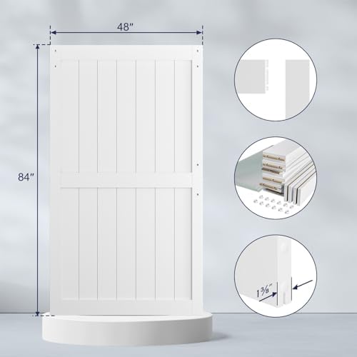 SMARTSTANDARD 48" x 84" White Sliding Barn Door - Image 3