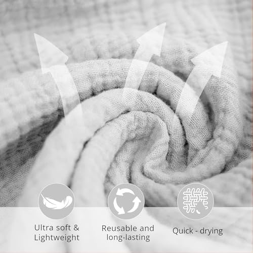 Konssy 6 Pack Face Cloths, 100% Muslin Cotton Wash Cloth - Image 6