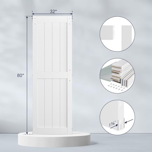 SMARTSTANDARD 32" x 80" White Sliding Barn Door - Image 3
