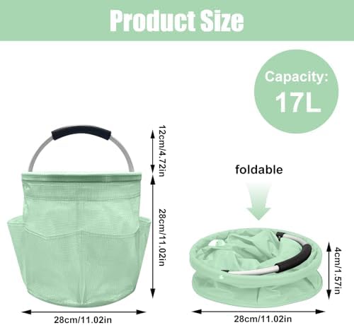 Qivine 17L Cleaning Caddy with Handle, Foldable Bucket - Image 2
