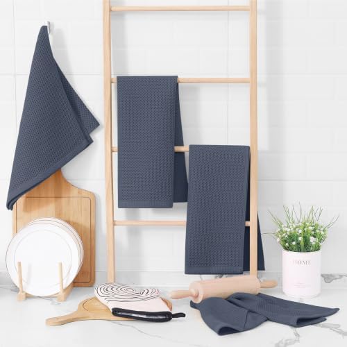 Homaxy 100% Cotton Waffle Weave Kitchen Towels, Dark Grey - Image 6