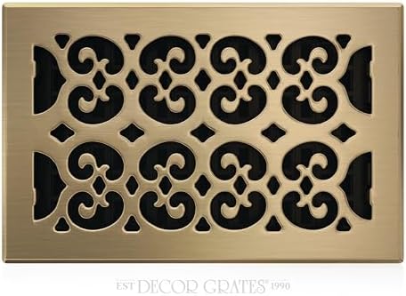 Decor Grates SPH610-A Scroll Design Floor Register, Antique Brass Finish by DecorGrates