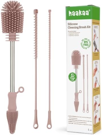 Haakaa Silicone Cleaning Brush Kit, Portable Bottle Brush Cleaner by haakaa