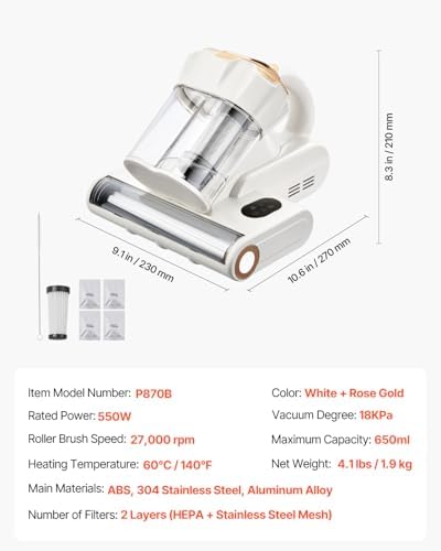 VEVOR Mattress Vacuum Cleaner, 550W Bed Vacuum Cleaner - Image 7