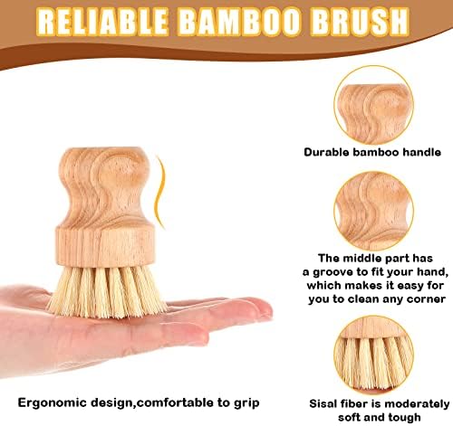 Nuenen 30 Packs Bamboo Dish Scrub Brush Set Sisal Kitchen - Image 5