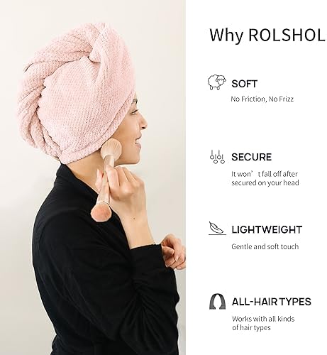 ROLSHOL 4 Pack Extra Large Microfiber Hair Towel Wraps - Image 3