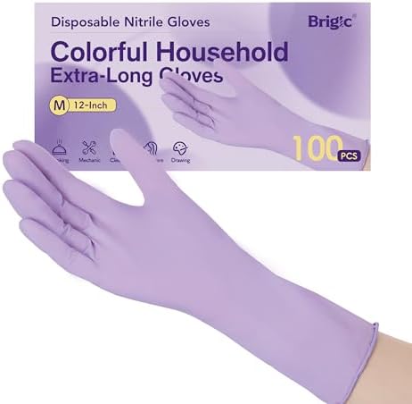 12 Inch Long Cuff Nitrile Gloves, Disposable Gloves by Brigic