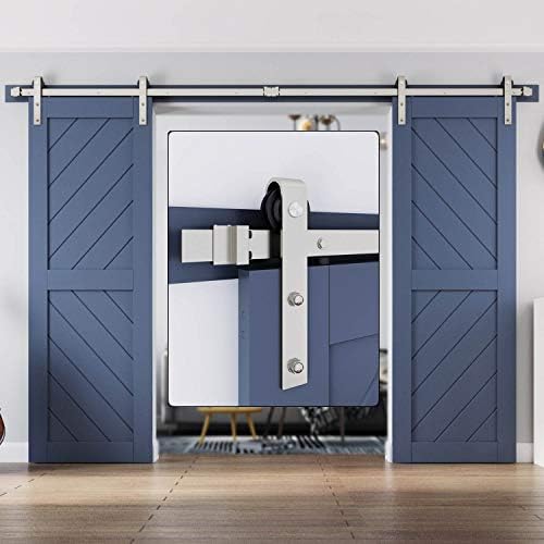 EaseLife 10 FT Brushed Nickel Double Sliding Barn Door Hardware Track Kit by EaseLife