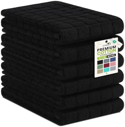 Kitinjoy Premium Cotton Check Kitchen Towels 6 Pack by Kitinjoy
