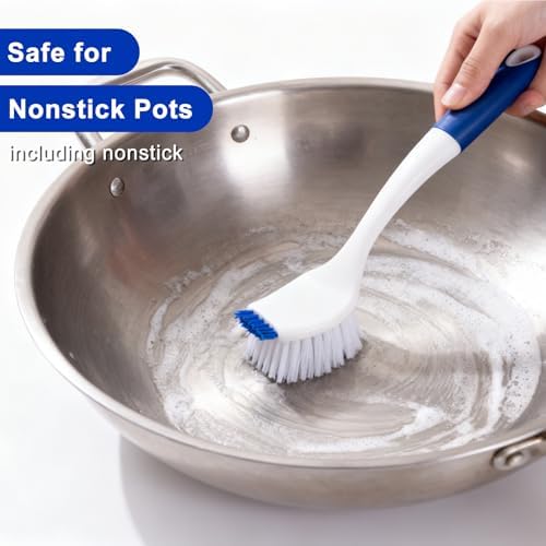 ITTAR Kitchen Dish Brush with Handle, Heavy Duty Scrub Brush with Built-in - Image 4