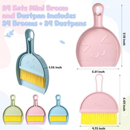 LemonRoad 24 Pack Nesting Mini Broom and Dustpan Set - Image 2