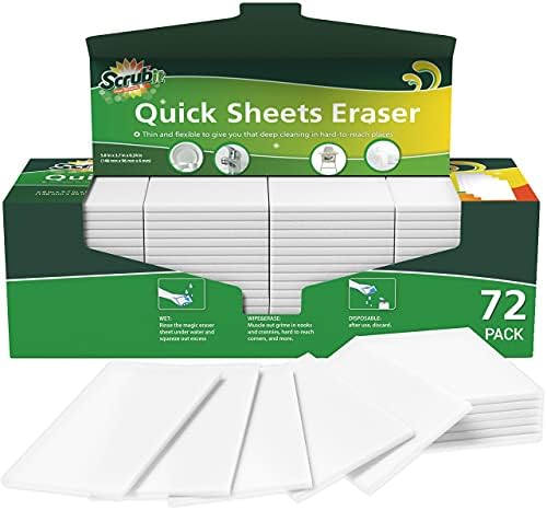 SCRUBIT Eraser Sheets – 72 Pack Disposable Magic Cleaning sponges by SCRUBIT