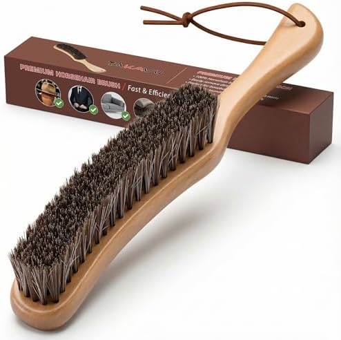 TAKAVU Horsehair Clothes Brush for Suits, Large Beech Wood Handle by TAKAVU