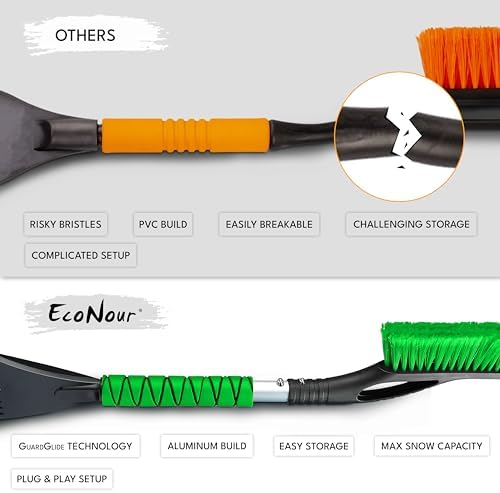EcoNour 27" Aluminum Car Snow Scraper and Brush Ice Scraper - Image 5