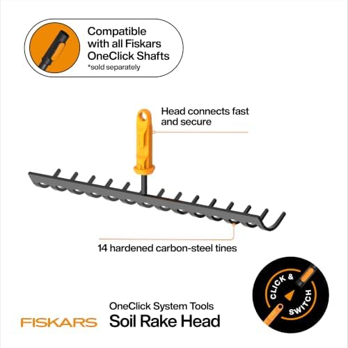 Fiskars OneClick Space-Saving Soil Rake Head - Image 3