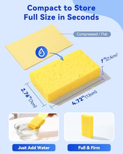 Temede 12-Count Cellulose Sponges, Heavy Duty Kitchen Sponges, Non-Scratch - Image 2