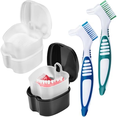 KISEER 2 Pack Denture Bath Case Cup Box Holder Storage Container by KISEER