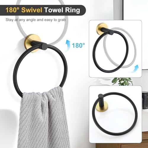 TQKAG Black and Gold Bathroom Hardware Accessories Set 10-Pieces, Premium - Image 5