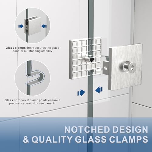 41" W x 80" H Frameless Fixed Shower Glass Panel - Image 6