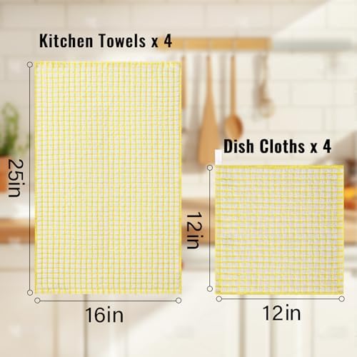 Homaxy Cotton Terry Kitchen Towels and Dishcloths Set of 8 - Image 3