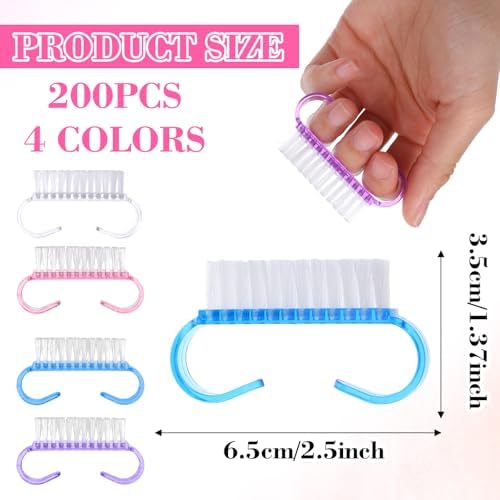 200 Pcs Handle Grip Nail Brush Bulk Nail Scrub Brush - Image 2