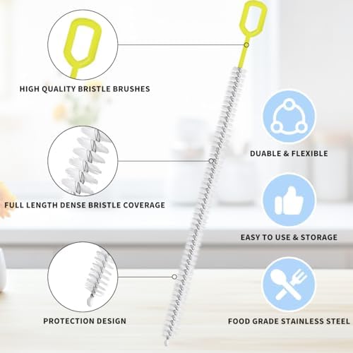 Extra Long 10 Inch Straw Cleaner Brush, Heavy Duty Thin Bristle Straw Brushes - Image 5