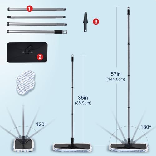 Large Surface Flat Mop, 15x8 Inches, Reusable & Washable, Compatible - Image 5