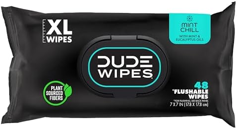 DUDE Wipes Mint Chill Adult Flushable Wet Wipes, Refreshing by DUDEWipes