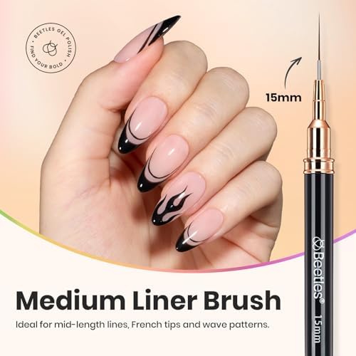 Beetles Liner Brushes for Nails 5pcs, Metallic Nail Art Brushes Black - Image 4