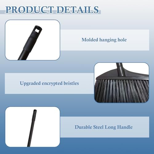 Black Broom for Floor Cleaning, Manual Sweeper for Kitchen, Small Spaces - Image 3