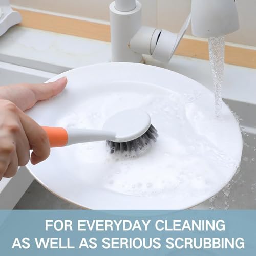 Patelai 12 Pack Long Handle Dish Scrub Brush Stiff Bristles - Image 4