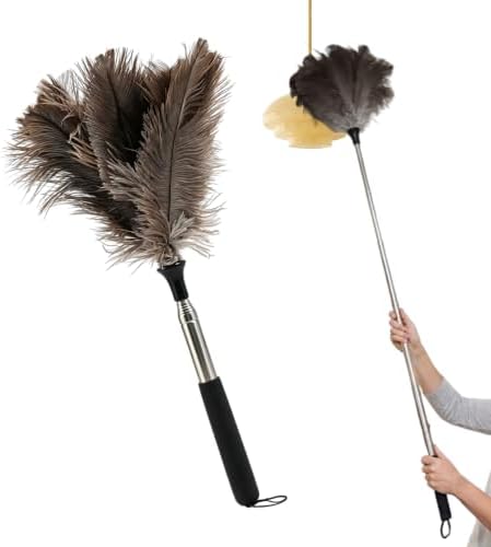 Extendable Ostrich Feather Duster, Fluffy Natural Ostrich Feathers Duster by Unknown