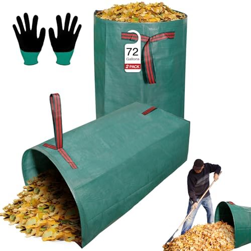 2‑Pack 72 Gallon Garden Leaf Bags, Reusable Dustpan Yard Waste Sacks by JOINSI