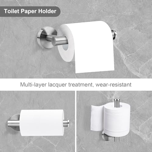 Brushed Nickel Bathroom Hardware Accessories Set 5 Piece, Stainless Steel Bath - Image 4