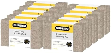 Natural Scouring Pad Non-Scratch Sisal Plant Based Scrubber Cleaning Scrub Pads by Superio